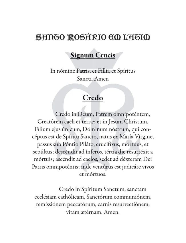 Capa de O Santo Rosário em latim